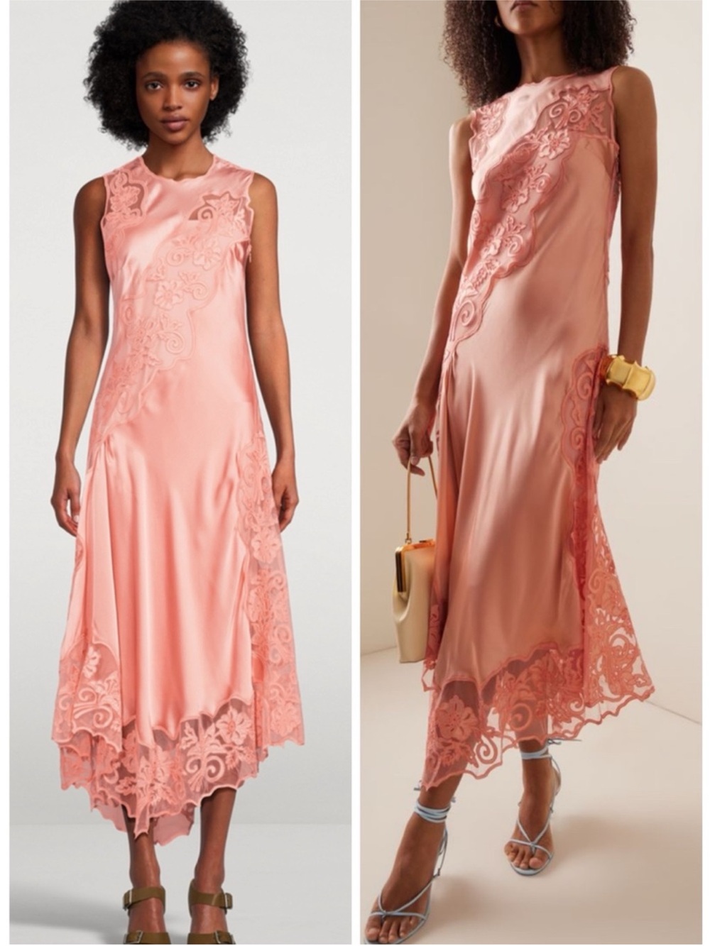ULLA JOHNSON Kaia Open-Back Asymmetric Lace Silk Midi Pink Dress SZ US 6 NWT - Picture 2 of 10